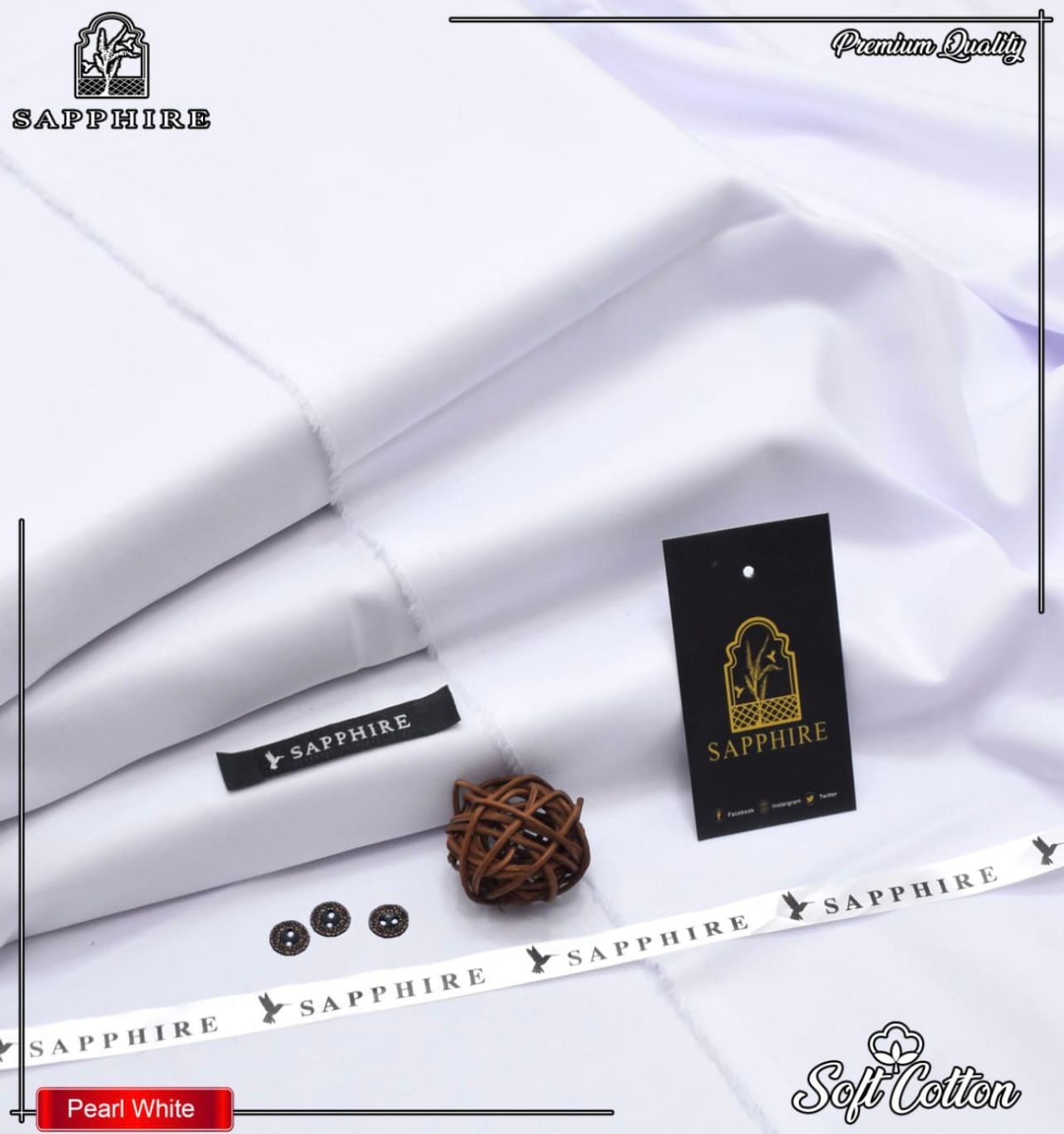 Sapphire Cotton (Pearl White)