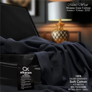 Al-karam Liza Cotton Black-Unstitched Men's Wear