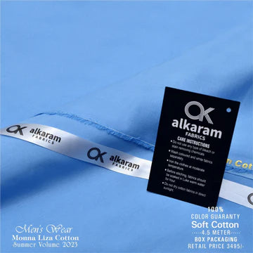Al-karam Liza Cotton Sky Blue  -Unstitched Men's Wear
