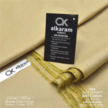 Al-karam Liza Cotton Beige -Unstitched Men's Wear