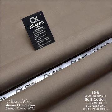Al-karam Liza Cotton Brown-Unstitched Men's Wear